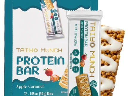 Taiyo Munch Apple Caramel Allergen-Free Protein Bars (12 Bars) | Gluten-Free, Vegan, Kosher, Top 9 Allergen Free, School-Safe Snack