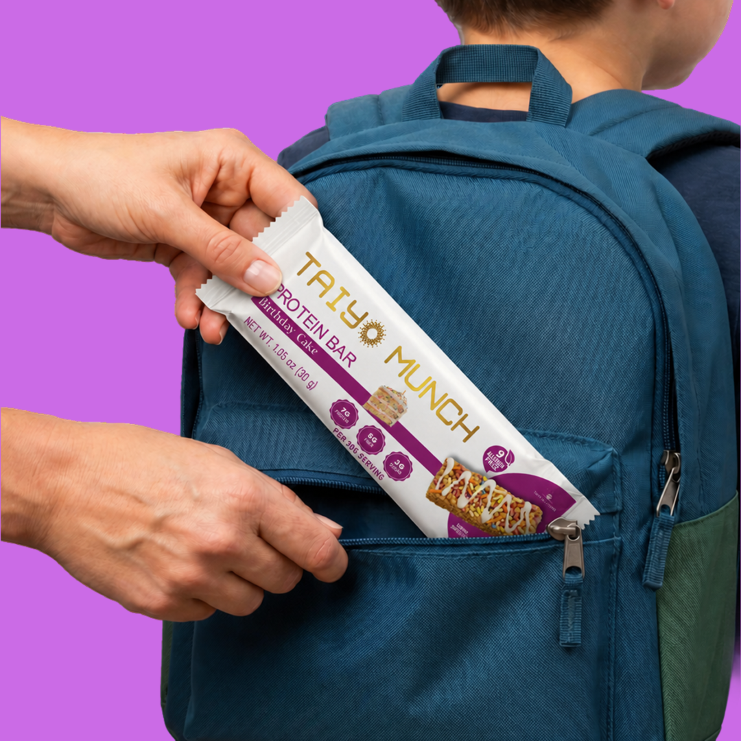Taiyo Munch Birthday Cake Allergen-Free Protein Bars (12 Bars) | Gluten-Free, Vegan, Kosher, Top 9 Allergen Free, School-Safe Snack